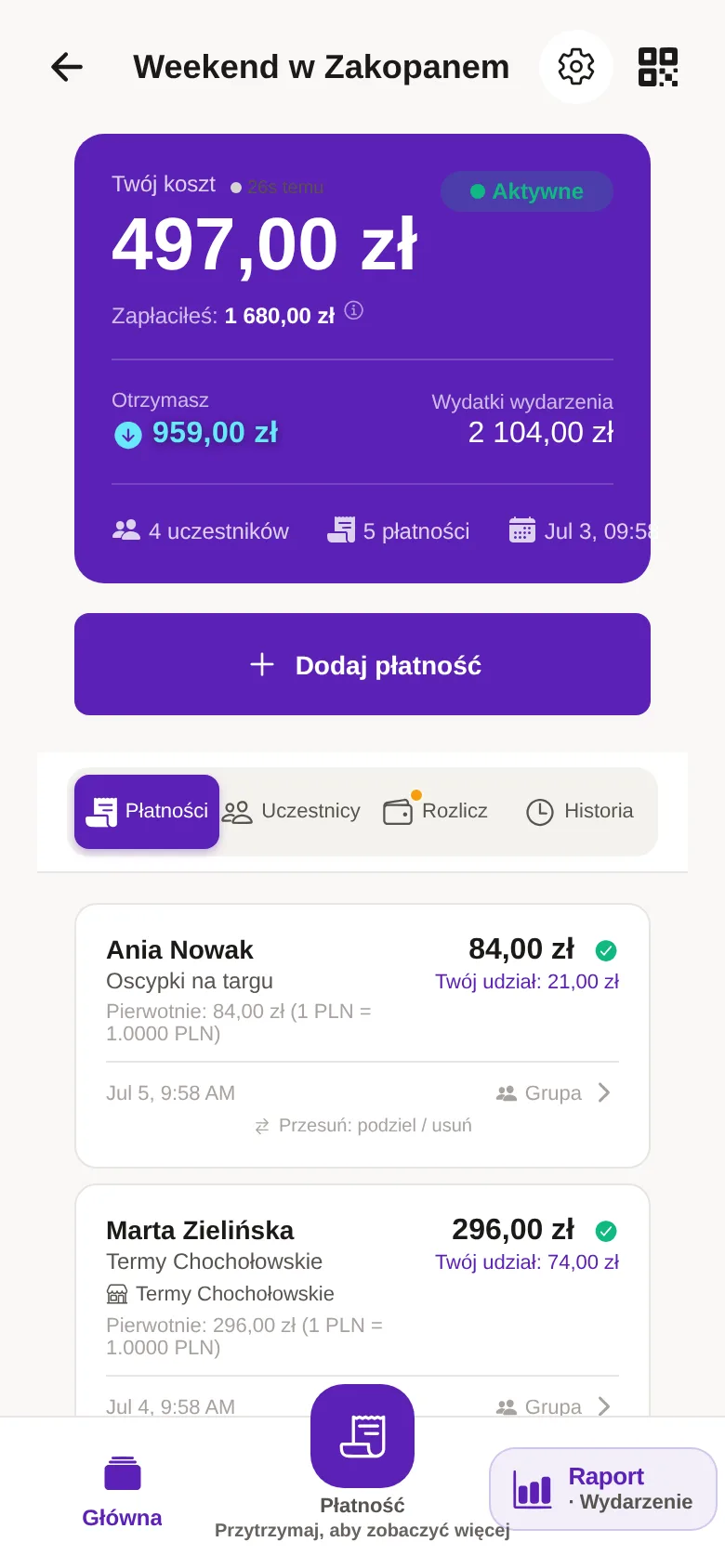 Rozliczenia — postęp, potwierdzenia i przypomnienia